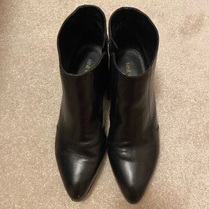 Nine West Black Leather Pointed Ankle Booties